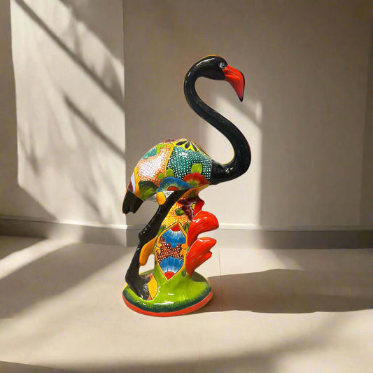 Handmade Talavera Flamingo Art | Mexican Ceramic