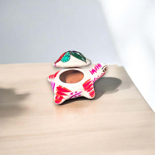Guerrero Turtle Jewelry Box | Colorful Hand-Painted Ceramic Gift - hand-painted Guerrero turtle jewelry box with removable lid, vibrant floral design