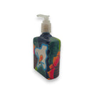Sunflower Talavera Soap Pump | Handcrafted Ceramic Dispenser hand-painted blue ceramic soap pump with bold orange sunflower motif