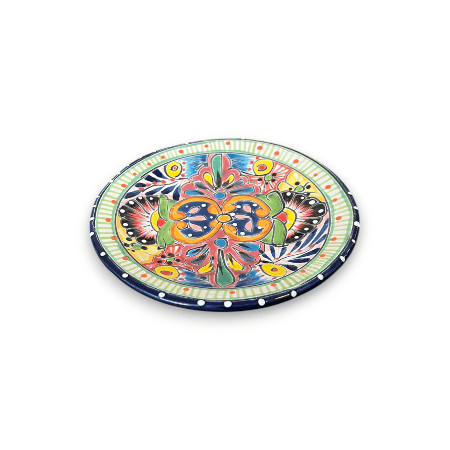 Colorful Talavera Dinnerware Set | 12-Piece Plate Set - hand-painted Talavera plate with vibrant floral pattern, lead-free glaze, handcrafted in Guanajuato, Mexico