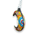 Talavera Crescent Moon Face | Hanging Mexican Wall Art handcrafted hand-painted Talavera crescent moon with serene face in bold reds and blues