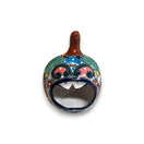 Talavera Jack-O'-Lantern | Colorful Mexican Pumpkin Decor hand-painted Talavera ceramic pumpkin with floral motifs and cobalt blue accents