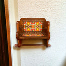 Personalized Talavera Wall Decor | Custom Paper Towel Holder with hand-painted orange floral Talavera tiles on wooden holder