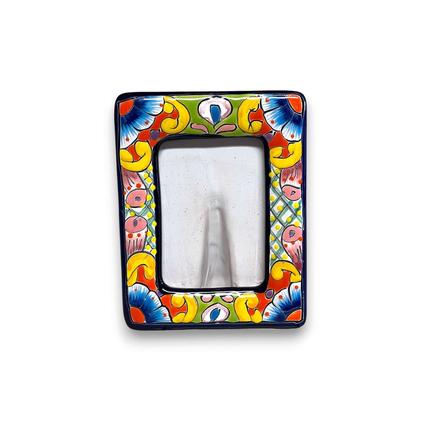 Talavera Picture Frame | Colorful Handcrafted Mexican Home Decor hand-painted rectangular ceramic photo frame from Guanajuato, vibrant traditional patterns
