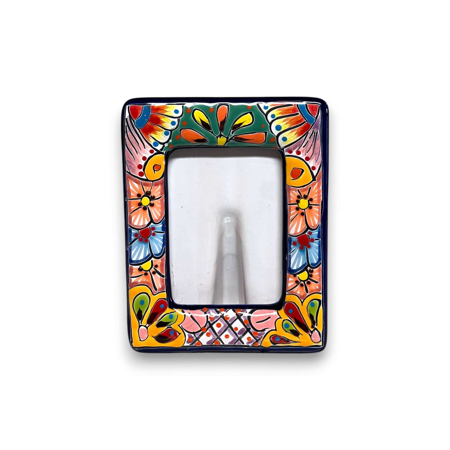 Talavera Picture Frame | Colorful Handcrafted Mexican Home Decor bright hand-painted rectangular ceramic photo frame with traditional Mexican floral patterns