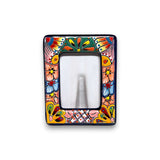 Talavera Picture Frame | Colorful Handcrafted Mexican Home Decor bright hand-painted rectangular ceramic photo frame with traditional Mexican floral patterns