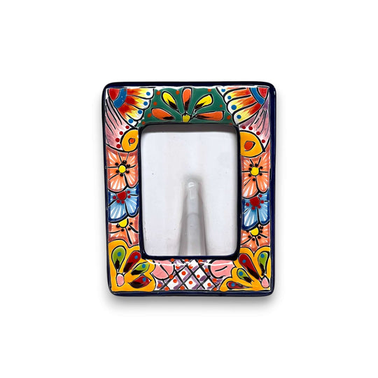Talavera Picture Frame | Colorful Handcrafted Mexican Home Decor bright hand-painted rectangular ceramic photo frame with traditional Mexican floral patterns
