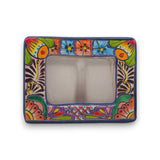 Talavera Picture Frame | Colorful Handcrafted Mexican Home Decor - hand-painted rectangular ceramic frame with bright traditional floral Talavera design