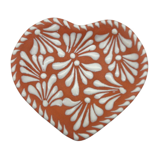Heart-Shaped Talavera Mug Set | Brown & White Coffee Cup & Plate decorative plate