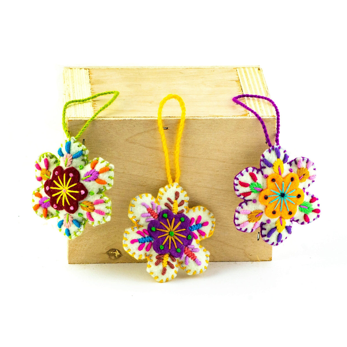 Snowflake Felted Wool Handmade Ornament - Mexico