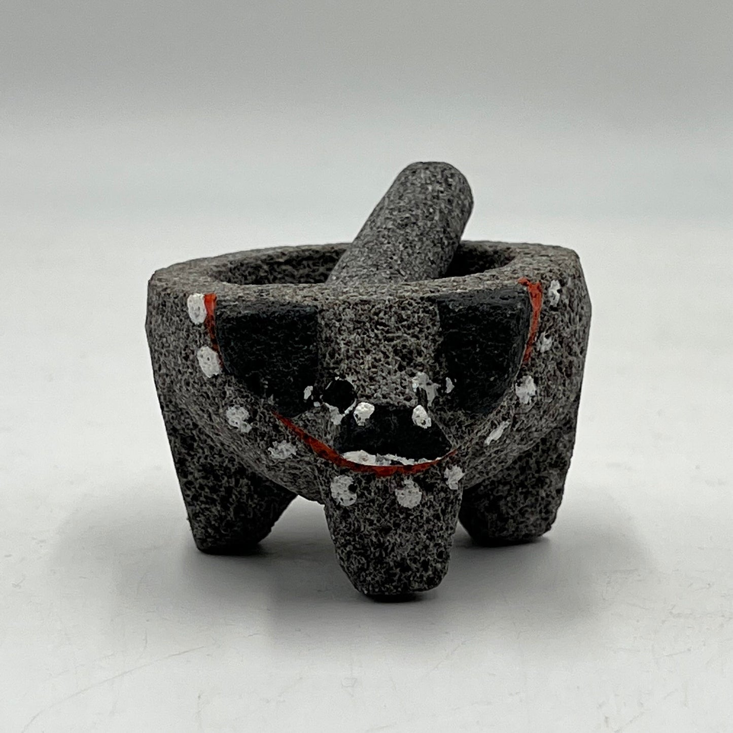 Authentic Mexican Volcanic Stone Mortar and Pestle | Charming Tiny Animal Molcajete (2" Diameter)