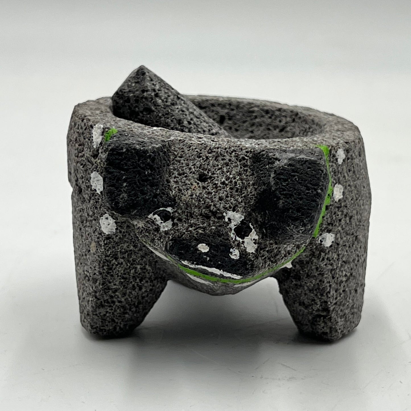 Authentic Mexican Volcanic Stone Mortar and Pestle | Charming Tiny Animal Molcajete (2" Diameter)