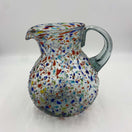 Confetti Glass Pitcher | Hand-Blown Mexican Rock Jug – hand-blown lead-free glass pitcher with colorful confetti rock texture, thick base, glass handle