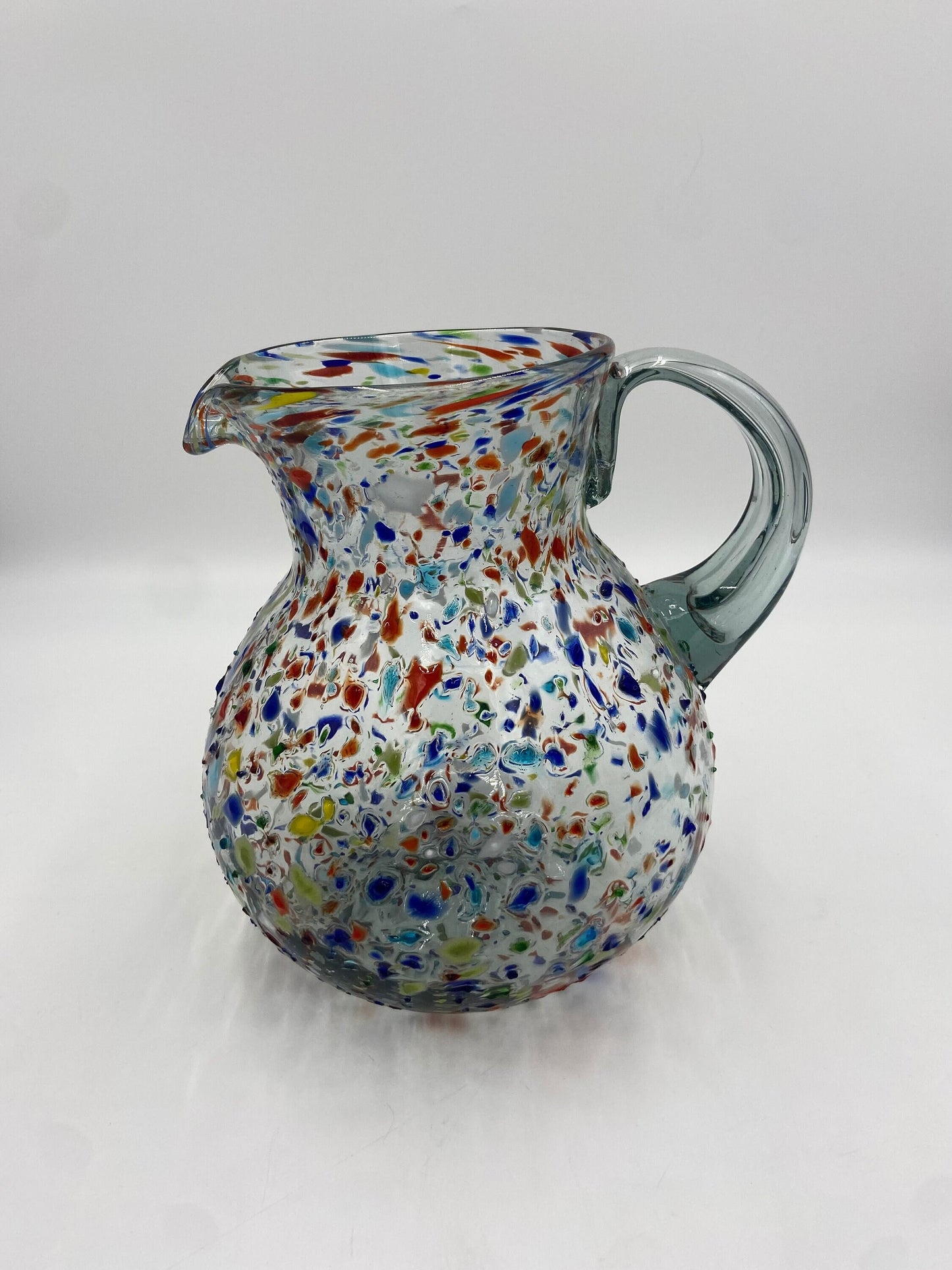 Handcrafted Colorful Confetti Rock Pitcher | Mexican Glassware (84 oz)