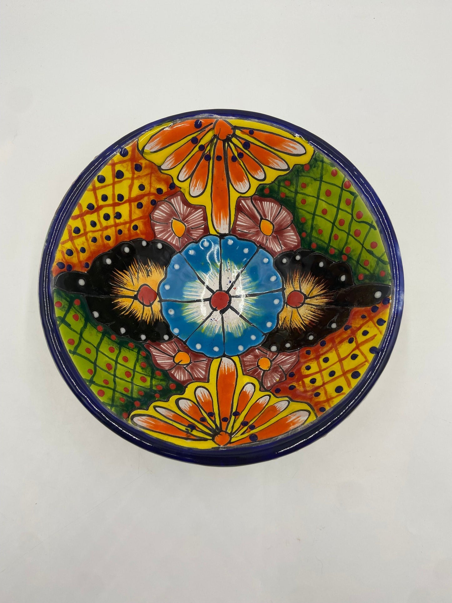 Colorful Talavera Dog Bowl | Handmade Mexican Art (Large Size)