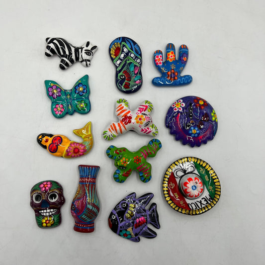 Set of 3 Mexican Talavera Magnets | Randomly Assorted Refrigerator Magnets