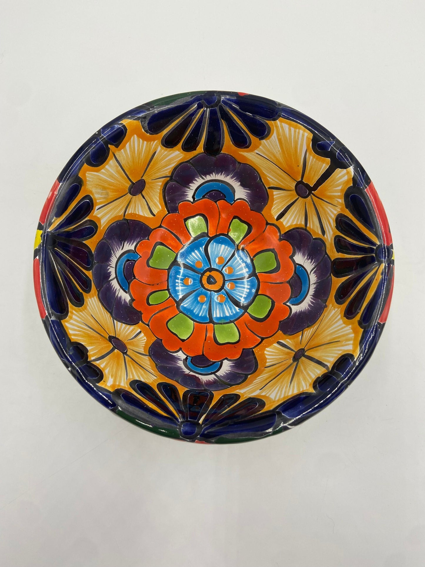 Colorful Talavera Dog Bowl | Handmade Mexican Art (Large Size)