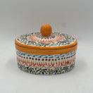 Handmade Talavera Tortilla Warmer | Authentic Puebla Mexican Pottery hand-painted orange-lidded Talavera tortilla warmer, floral design, kiln-fired
