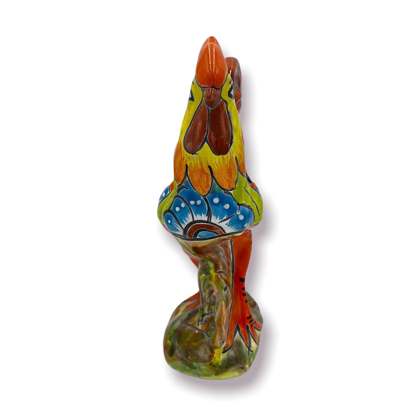 Large Handmade Talavera Rooster Statue | Mexican Chicken Cultural Artwork