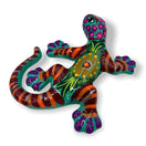 Hand-Painted Talavera Lizard Figurine | Colorful Mexican Wall Decor - vibrant hand-painted Talavera lizard with pink, turquoise, purple & orange patterns