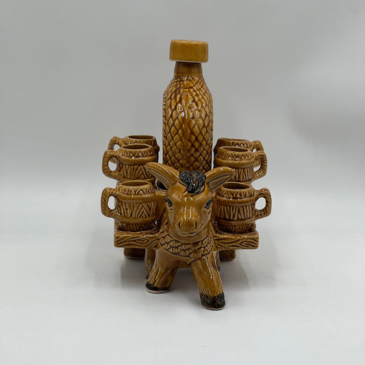 Authentic Mexican Handmade Shot Glass and Tequila Set | Unique Burro Decanter