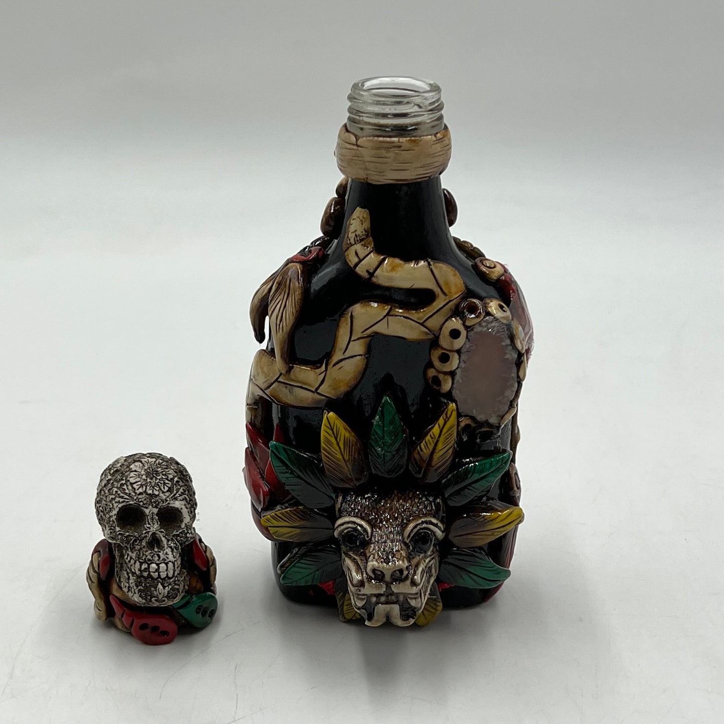 Artisan-Crafted Mexican Flask | Aztec Warrior Decanter