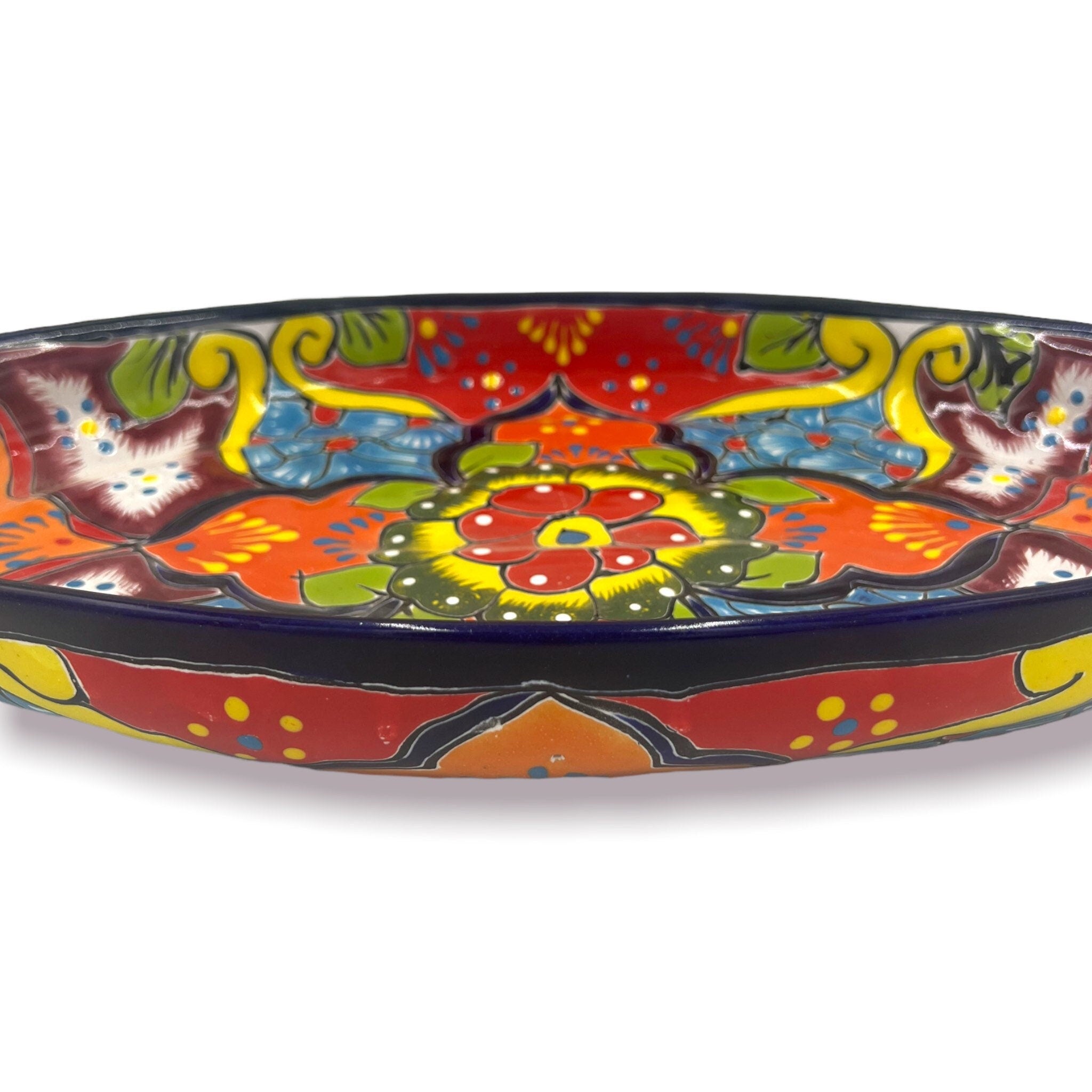 Pottery hot platter plate oval Mexican pottery beautiful