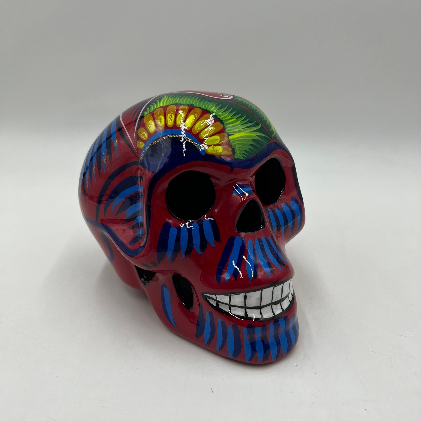 Mexican Handmade Calavera Skull | Large Hand-Painted Talavera (Day of the Dead)