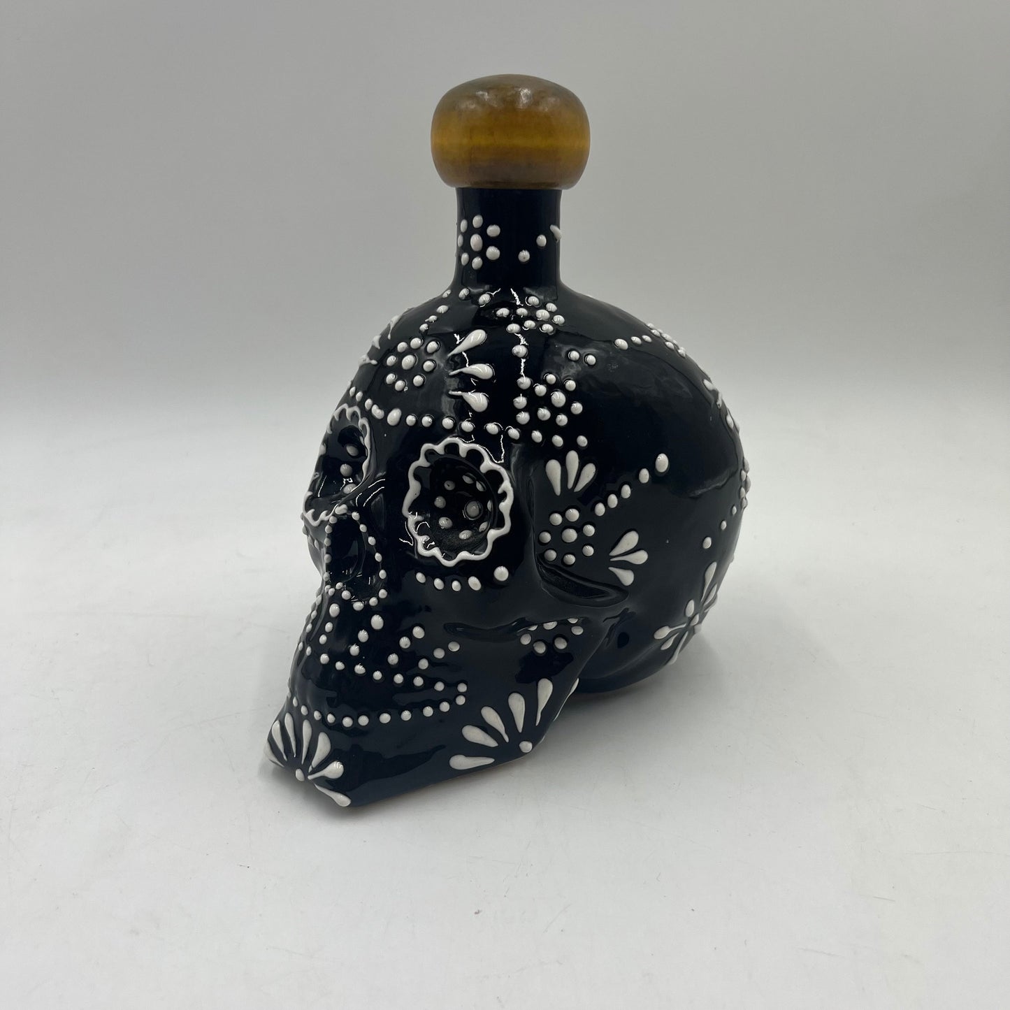 Handmade Shot Glass & Skull Decanter | Black with White Accents