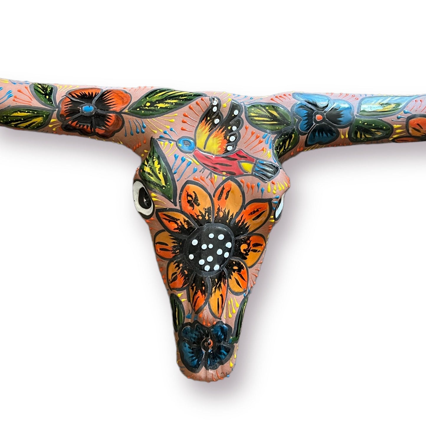 Talavera Longhorn Bull Skull | Hand-Painted Mexican Wall Art