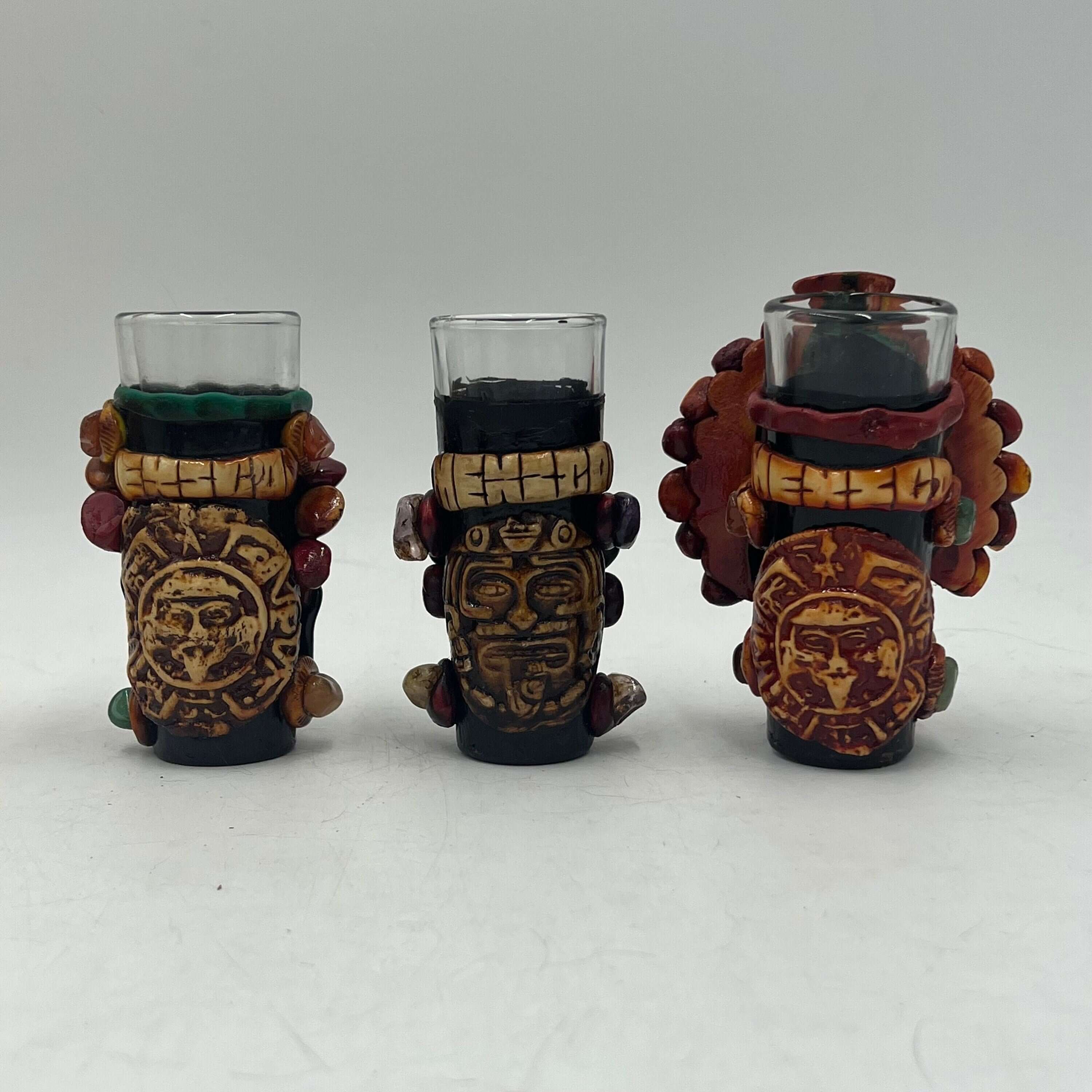 Mexican Shot Glass Set - Aztec Warrior Decanter
