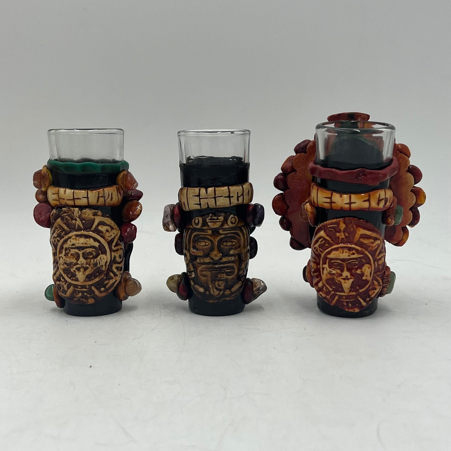 Mexican Shot Glass Set | Artisan Aztec Warrior Decanter Kit