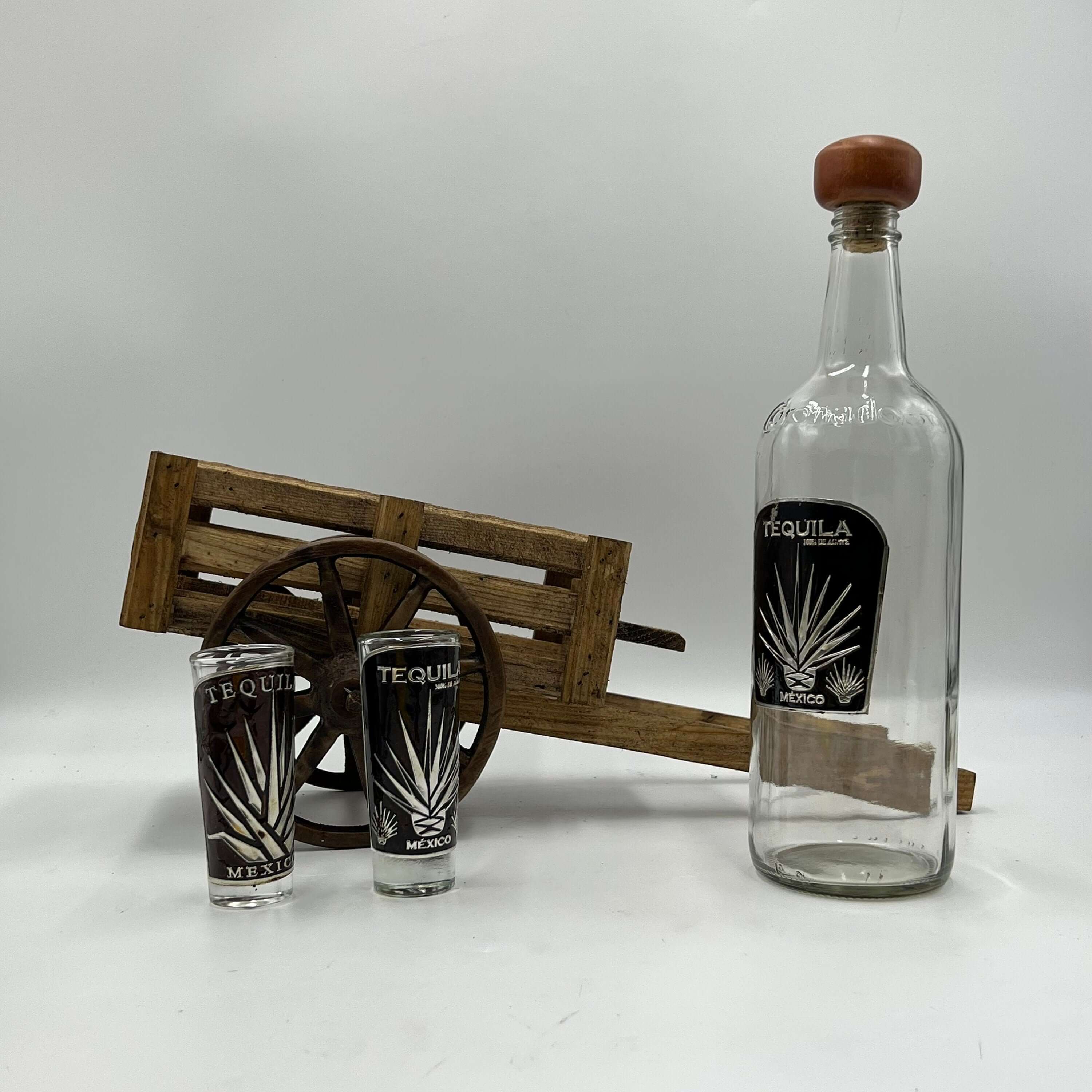 Handblown Mexican Shot Glass Tequila Set | Wagon Decanter