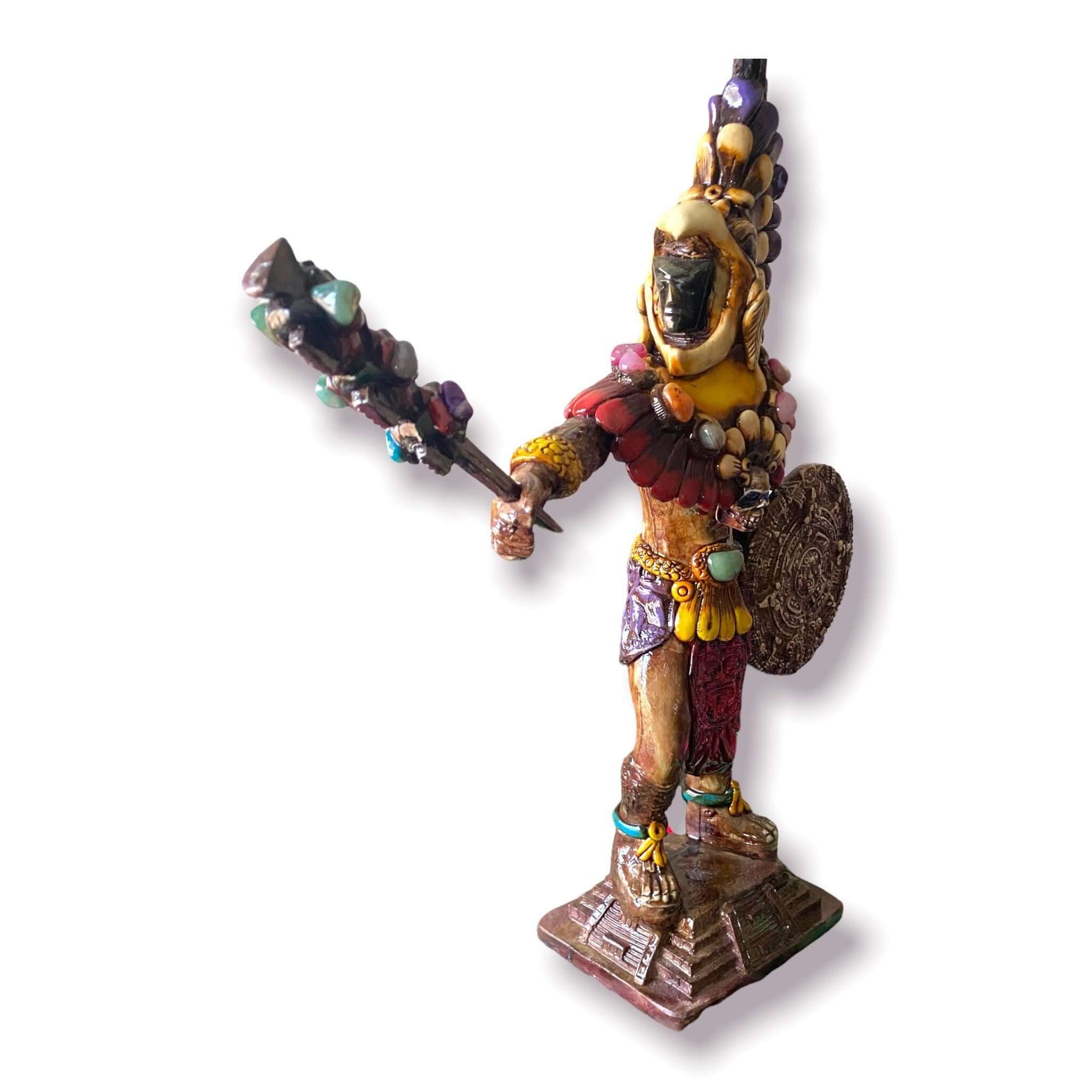 Handcrafted Aztec Warrior Statue - Cultural Art