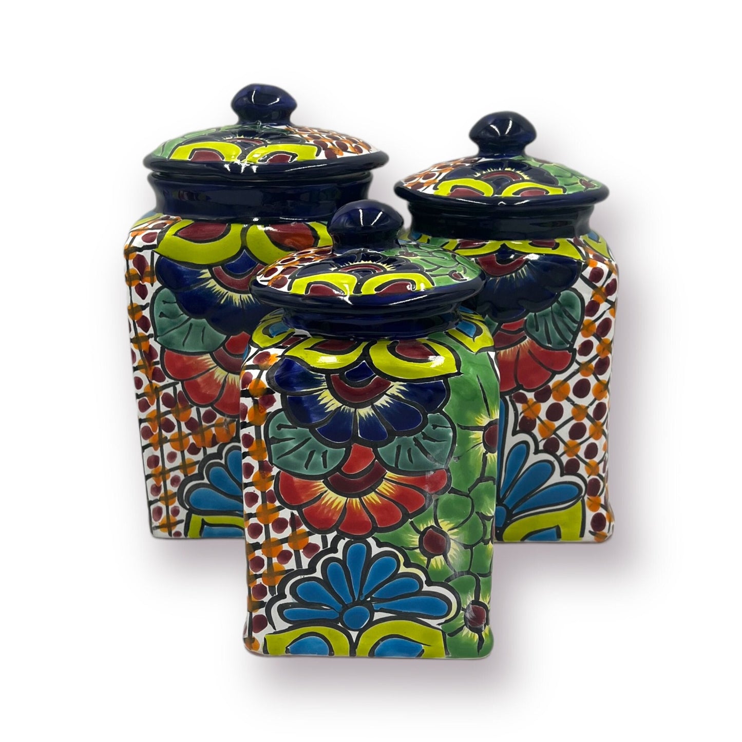 Colorful Mexican Talavera Canister Set | Artisan Hand-Painted Pottery