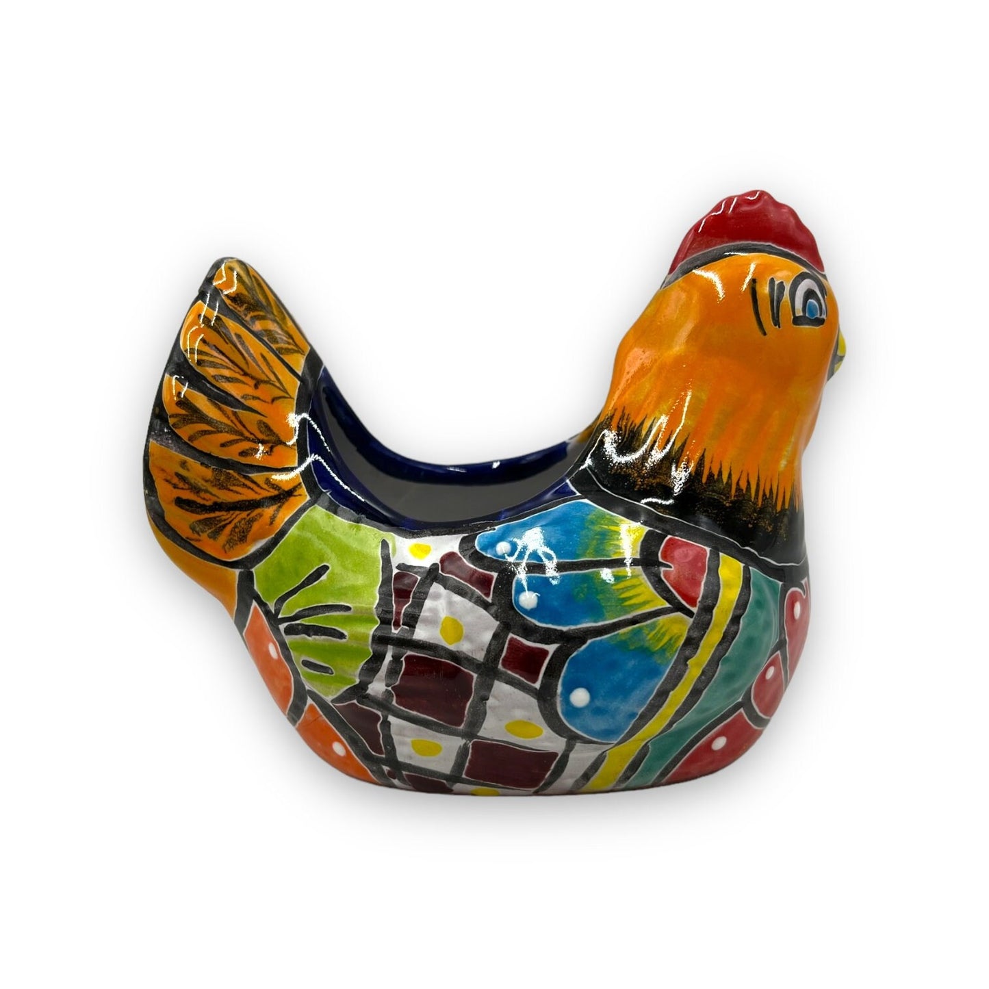 Colorful Talavera Chicken Planter | Hand-Painted Ceramic Decor