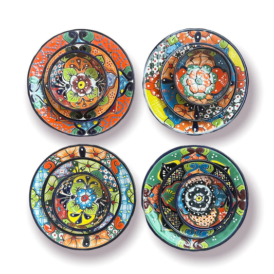 20-Piece Talavera Dinnerware Set | Handmade Floral Tableware (Seats 6)