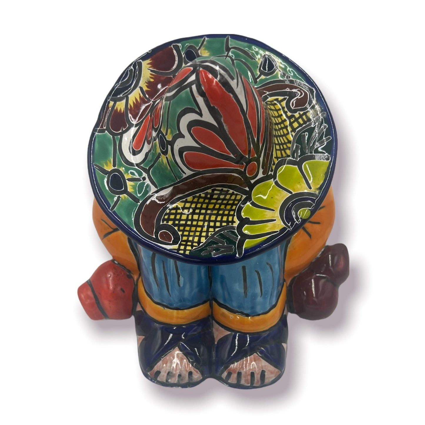 Handmade Talavera Sleeping Panchito Statue | Hand Painted Mexican Pottery