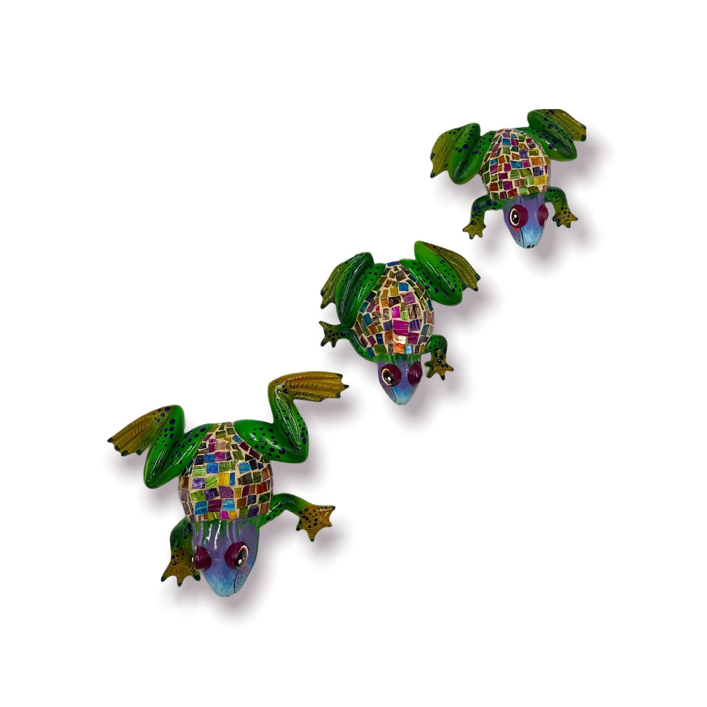 Colorful Mexican Handmade Frog Wall Art Set | 3-Piece Hanging Decor