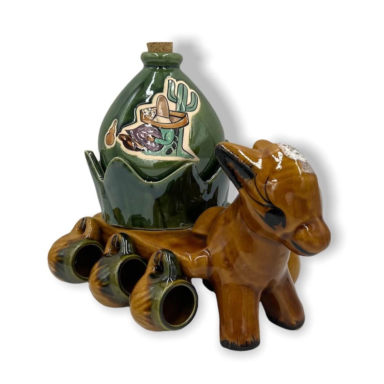 Handmade Mexican Donkey Tequila Set | Burro Decanter
