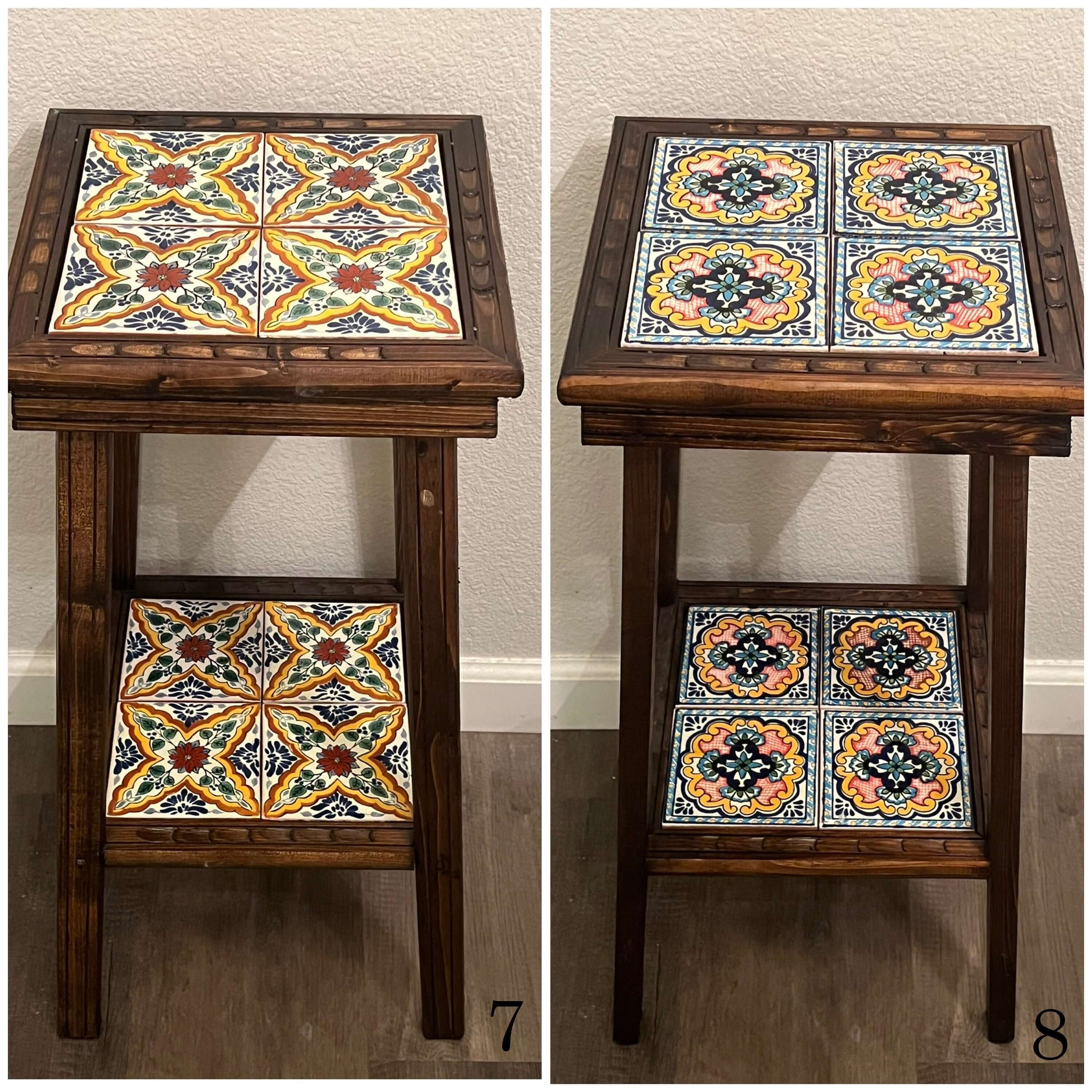 Handmade Mexican End Table - Talavera Charm