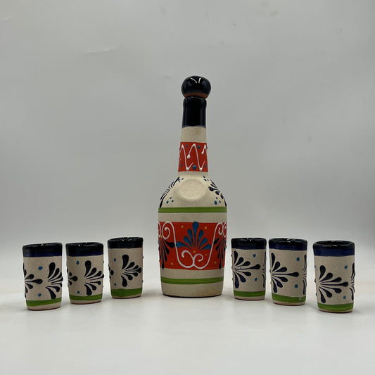 Authentic Mexican Talavera Shot Glass and Tequila Set | Handmade and Hand Painted