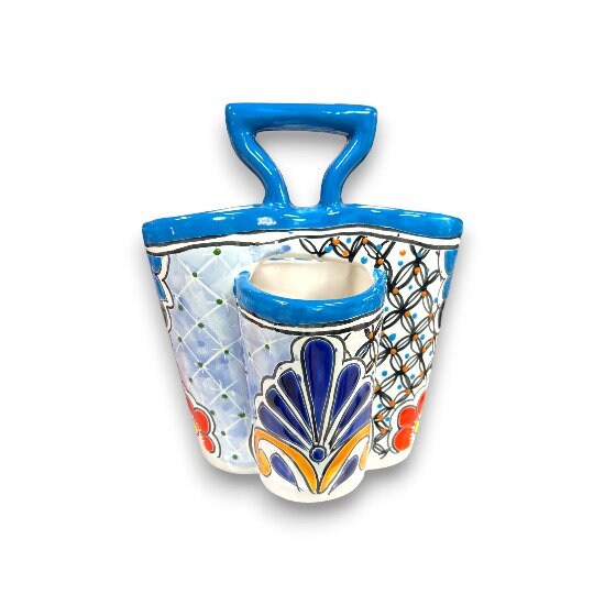 Mexican Handmade Talavera Utensil Holder | Hand-Painted Mexican Artwork