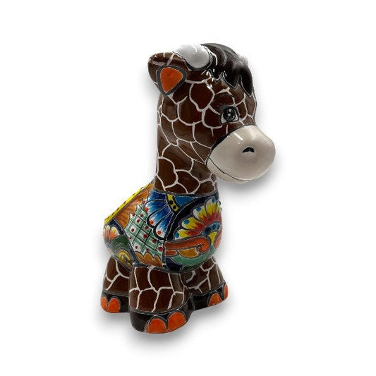 Adorable Hand-Painted Talavera Giraffe Planter | Small Giraffe Statue for Succulents