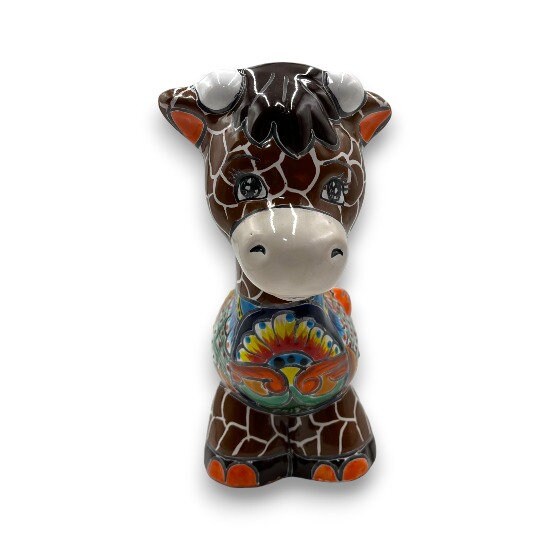 Talavera Giraffe Planter | Small Hand-Painted Succulent Statue