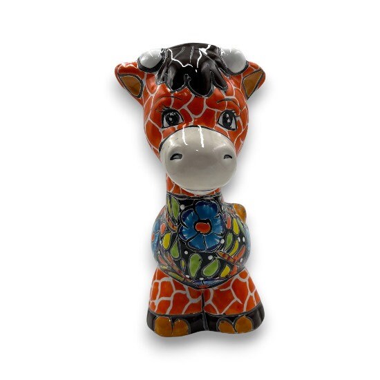 Talavera Giraffe Planter | Small Hand-Painted Succulent Statue