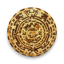 Handcrafted Mexican Aztec Warrior Calendar | Unique Artwork with 11 Wood Types - round wooden Aztec warrior calendar wall art