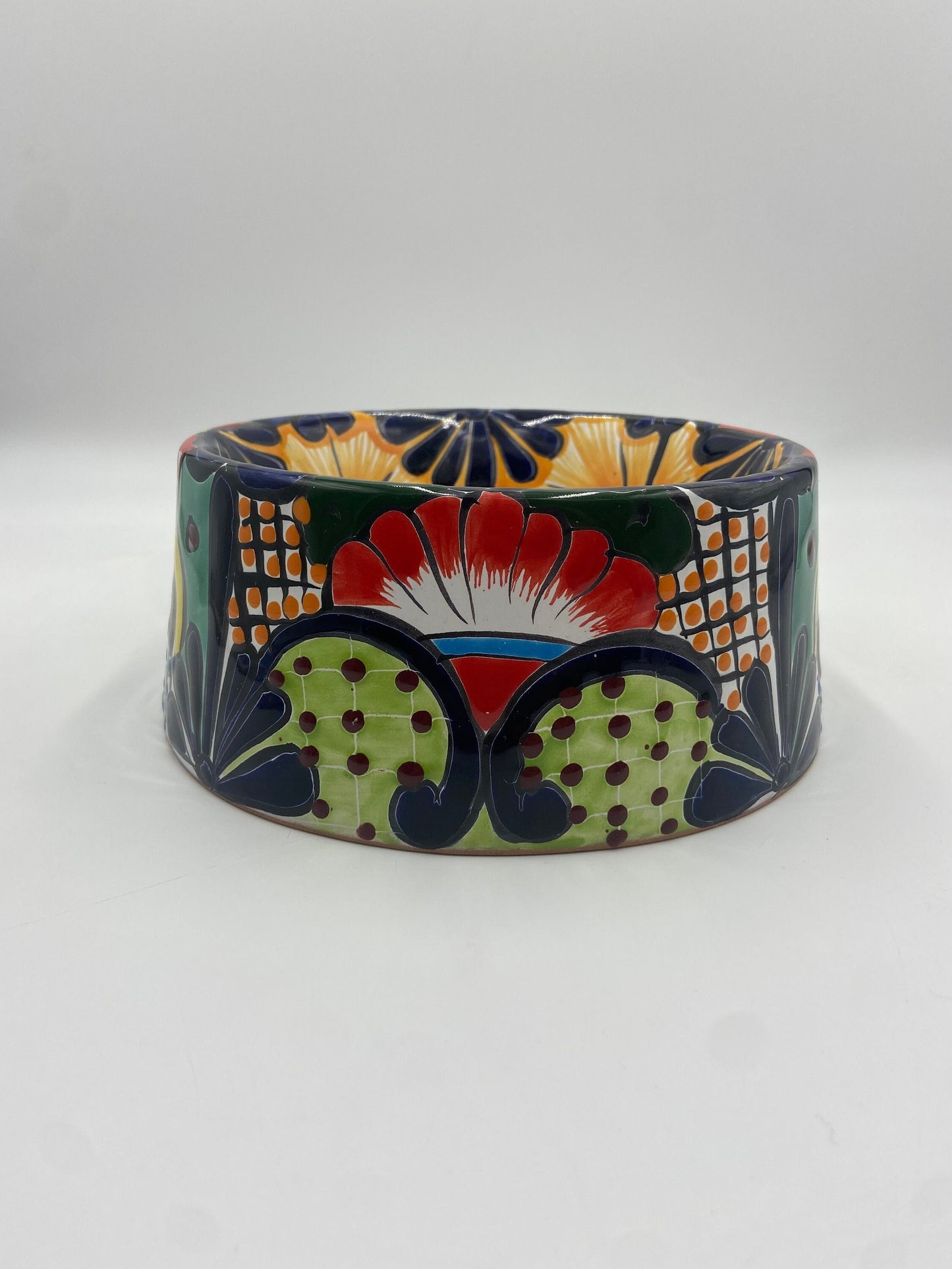 Colorful Talavera Dog Bowl | Handmade Mexican Art (Large Size)