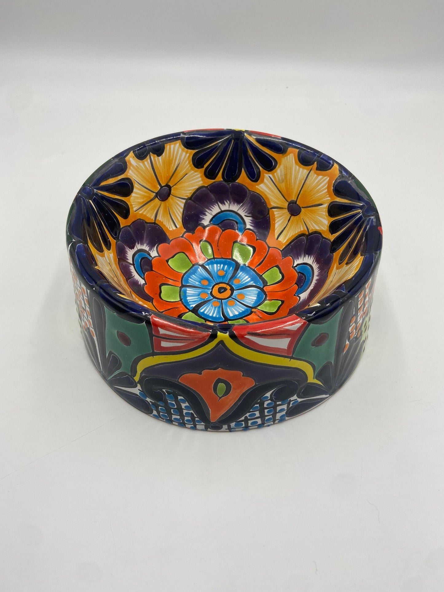 Colorful Talavera Dog Bowl | Handmade Mexican Art (Large Size)