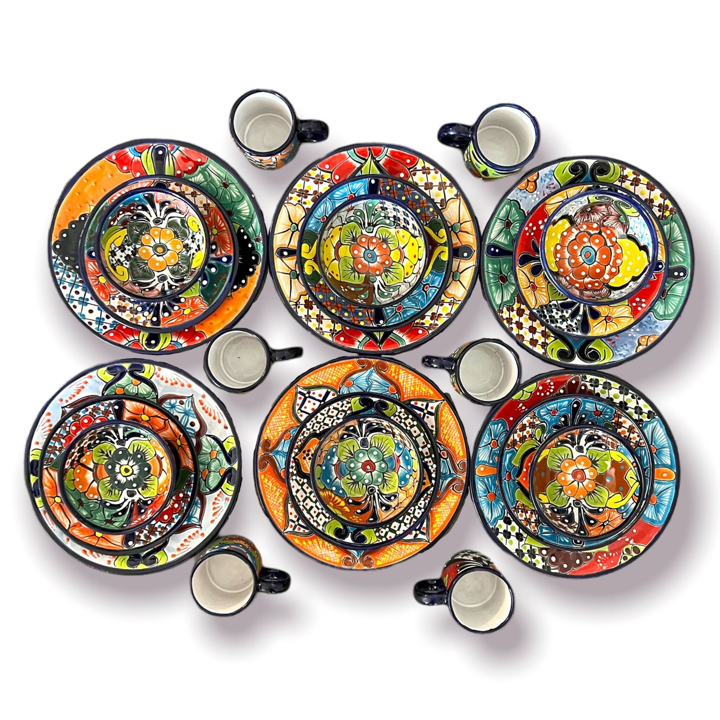 Talavera Dinnerware Set | 26-Piece Vibrant Floral Mexican Dishware